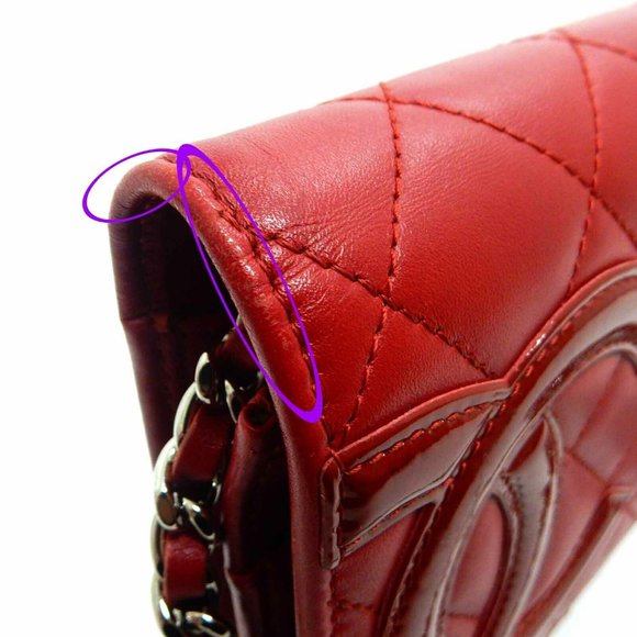 Chanel Matelasse Red Leather Chain Wallet - Picture 6 of 11
